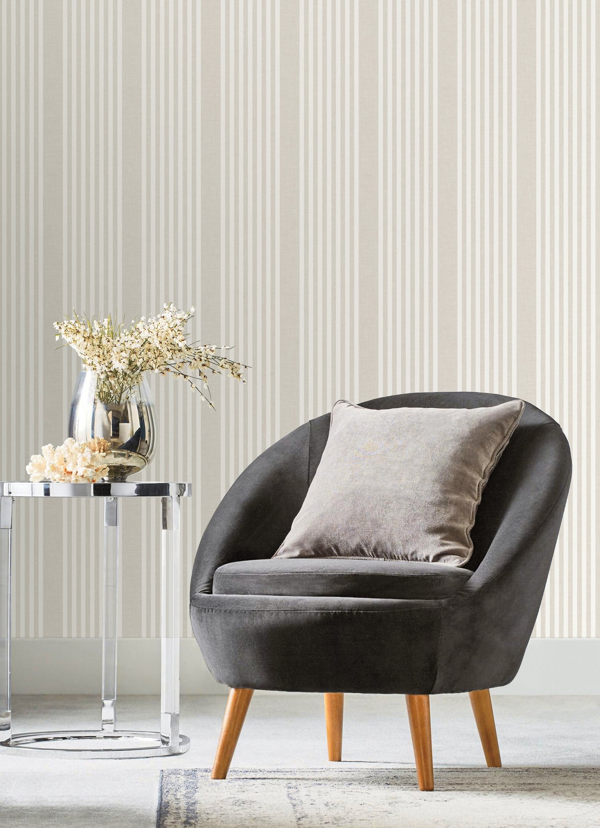 York SR1581 French Linen Stripe Soft Linen Wallpaper
