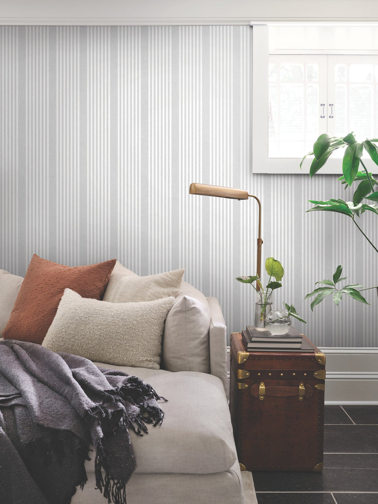 York MF4768 French Linen Stripe Wallpaper - Eade's Wallpaper