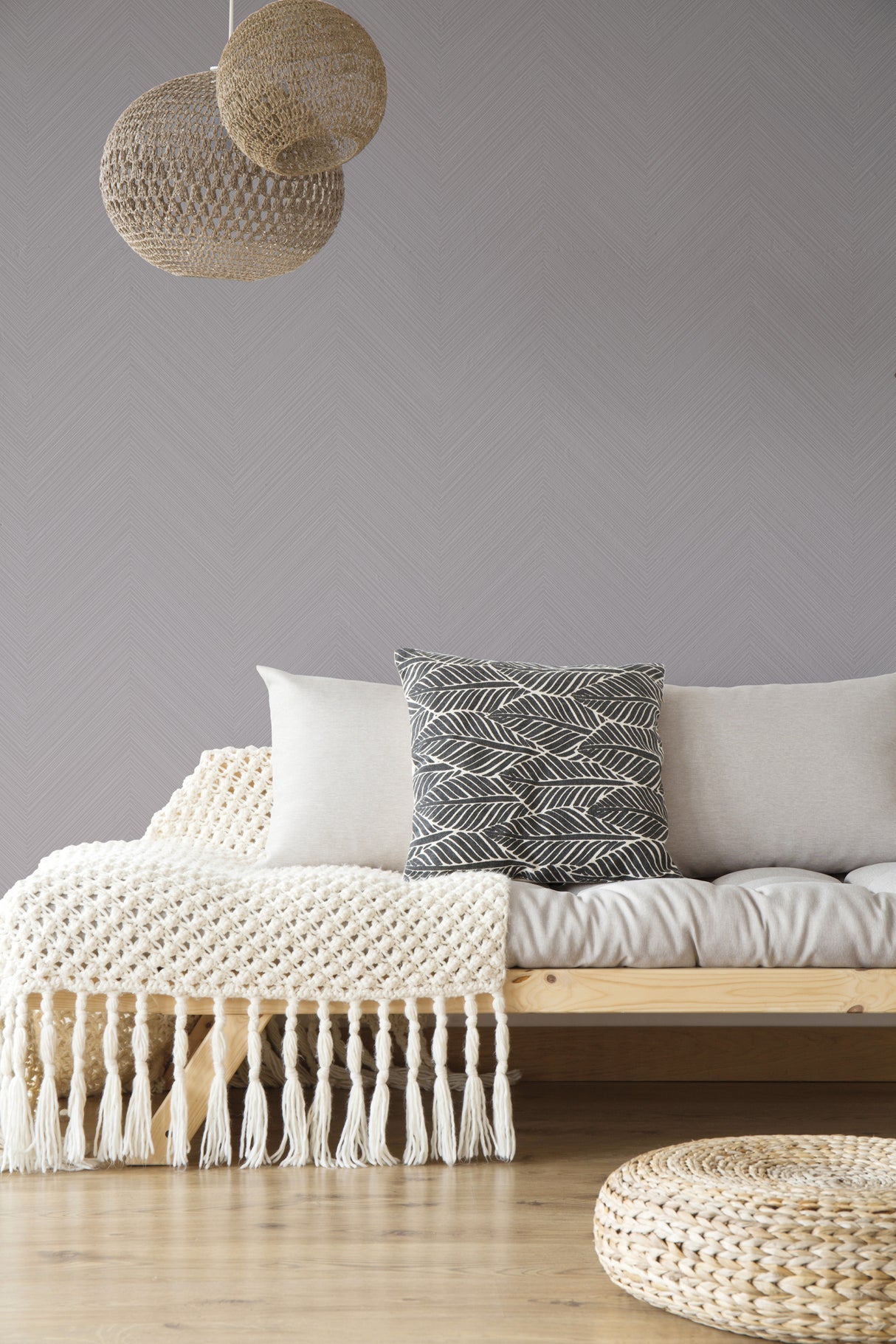 York SR1601 Lavender Grey Swept Chevron Wallpaper