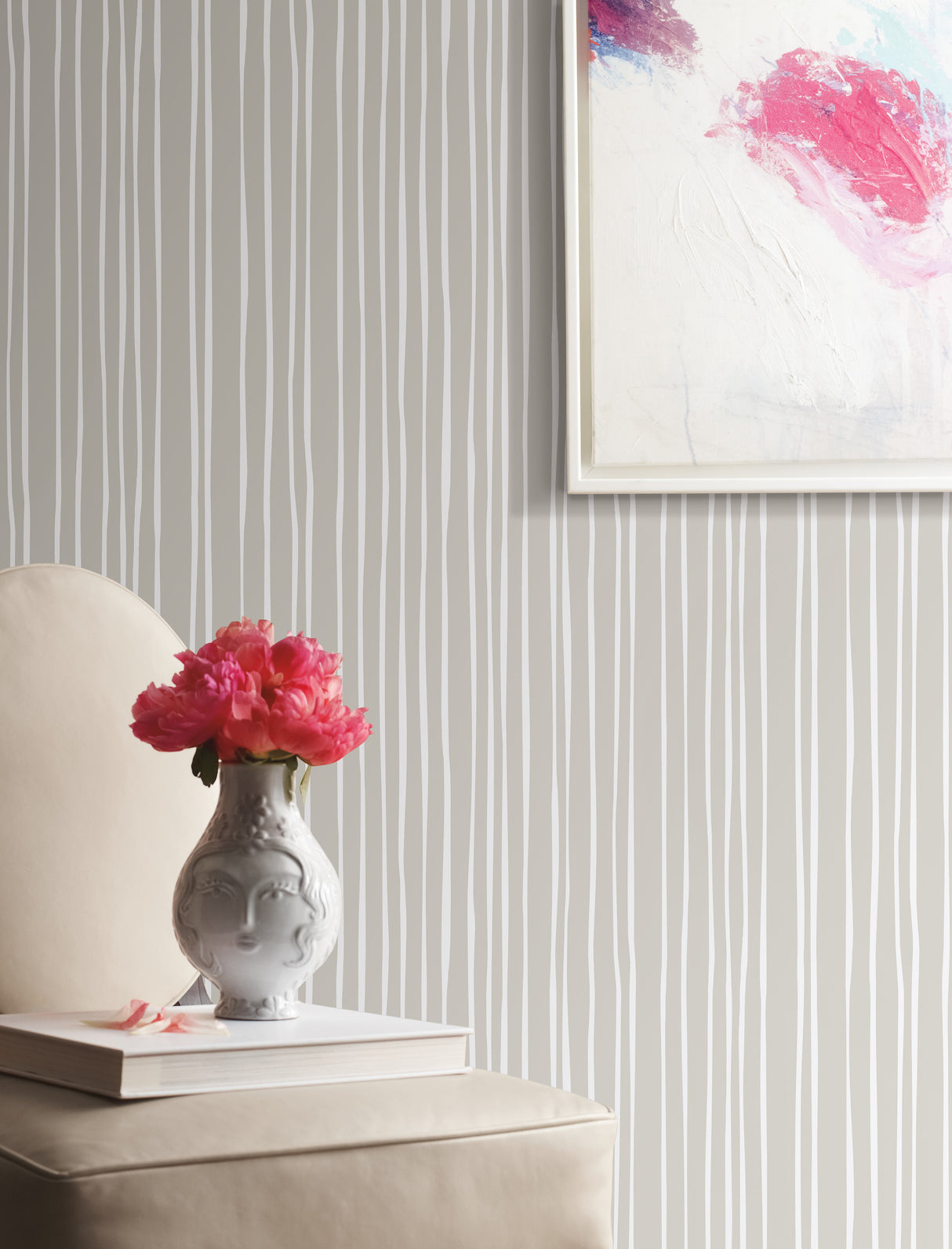 York SR1607 Grey & Cream Liquid Lineation Wallpaper
