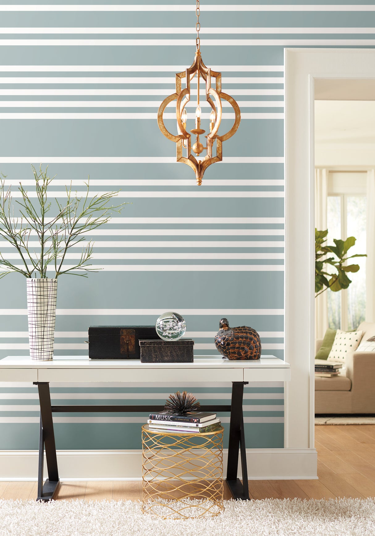 York SR1616 Blue Scholarship Stripe Wallpaper