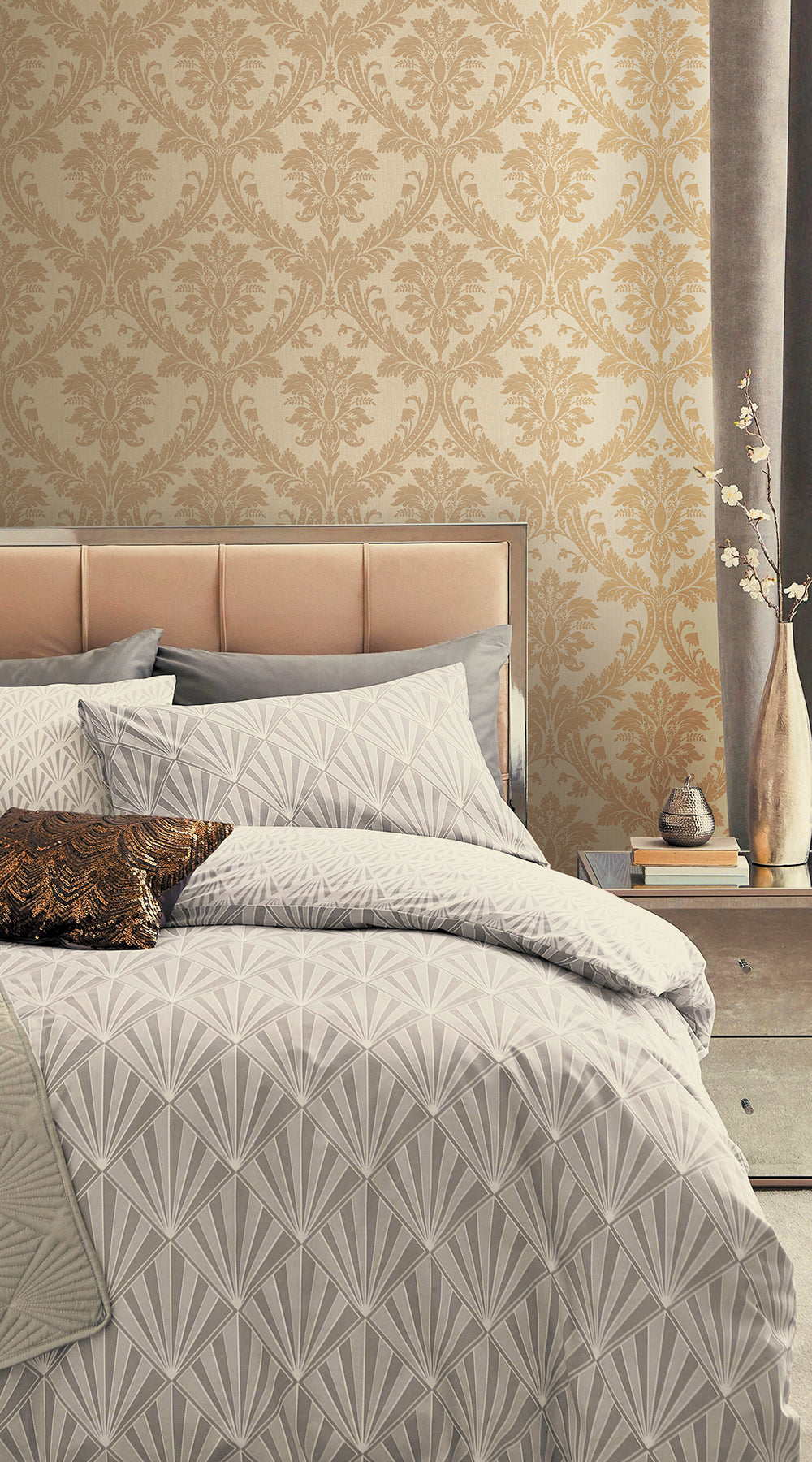 Sirpi SR24111 Clelia Beige Damask Wallpaper