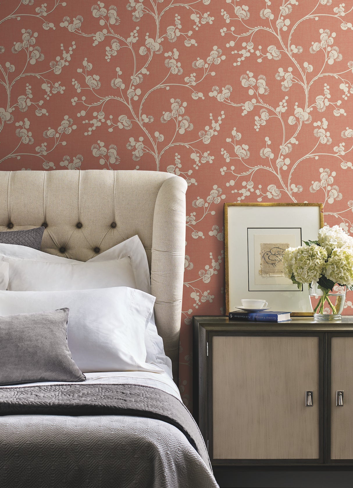 York SS2500 Dahlia Trail Burnt Orange Wallpaper