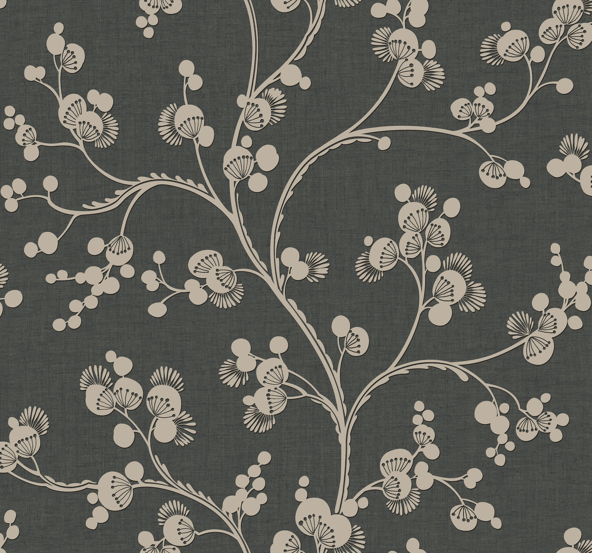 York SS2502 Dahlia Trail Black & Taupe Wallpaper