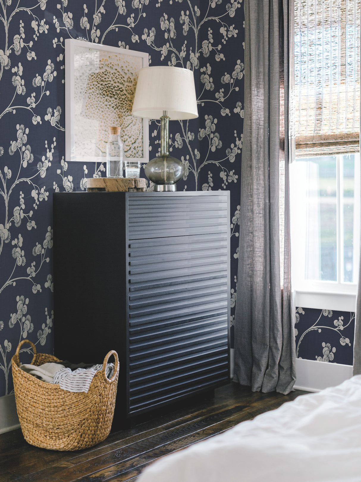 York SS2505 Dahlia Trail Navy Wallpaper