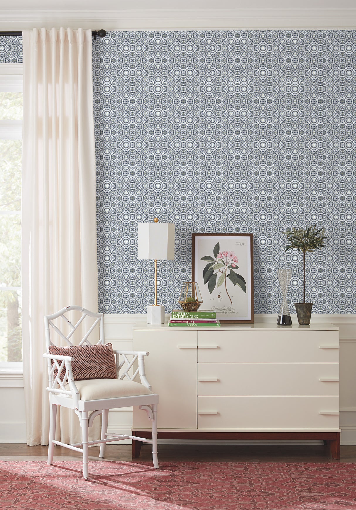 York SS2516 Lacey Circle Geo Navy Wallpaper