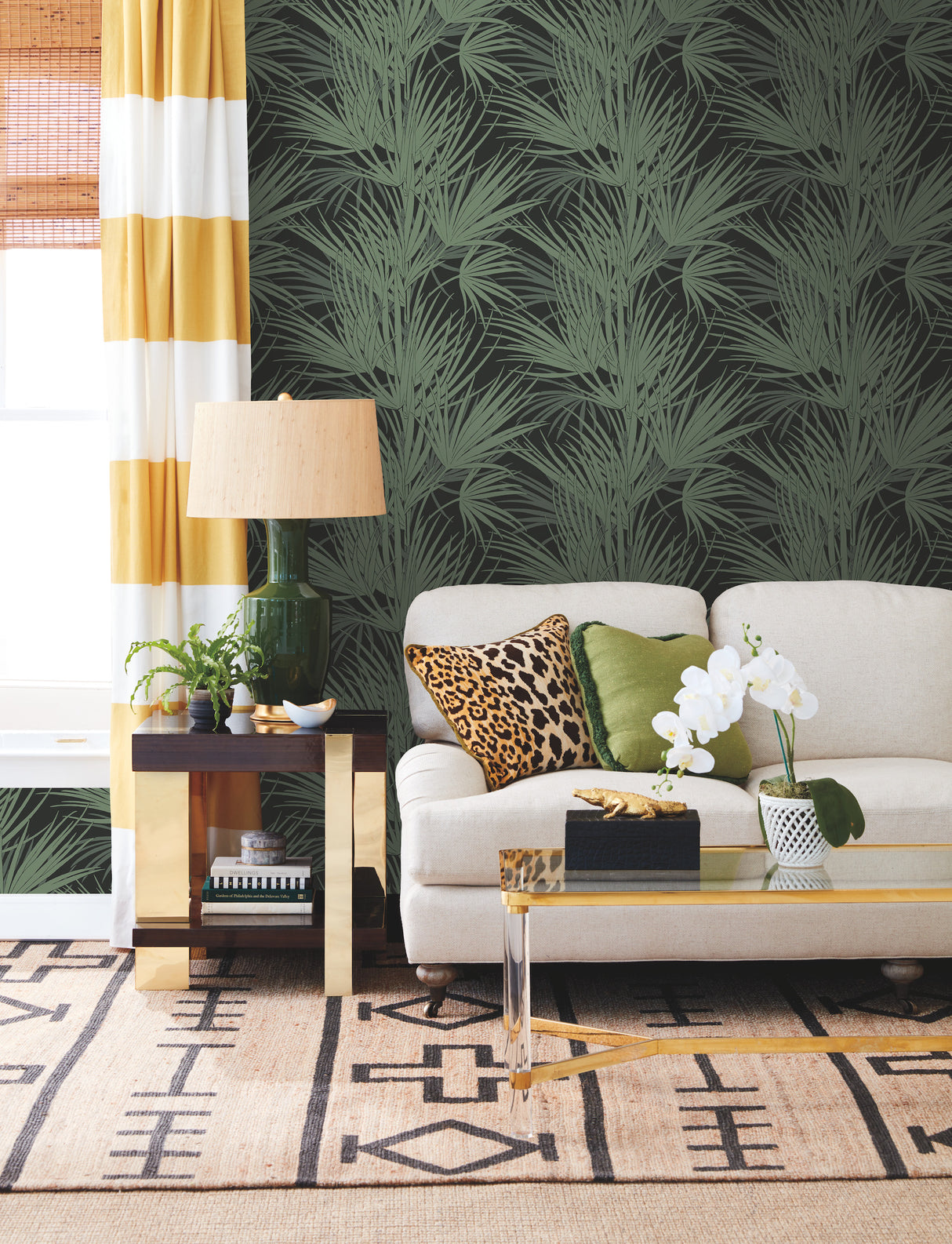 York SS2542 Palmetto Black & Green Wallpaper