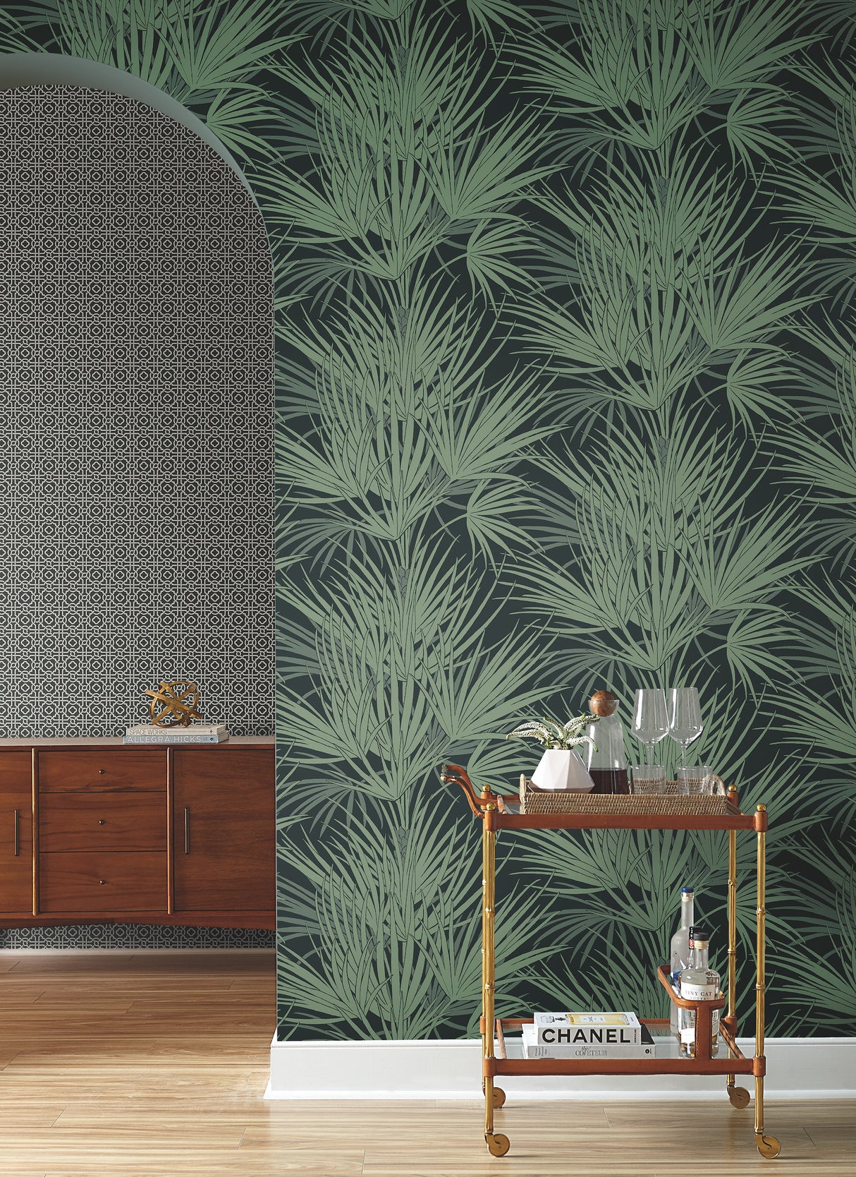 York SS2542 Palmetto Black & Green Wallpaper