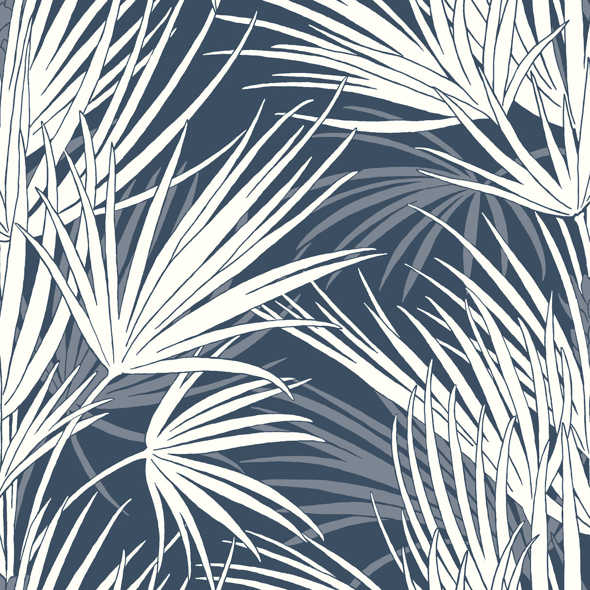 York SS2543 Palmetto Navy & White Wallpaper