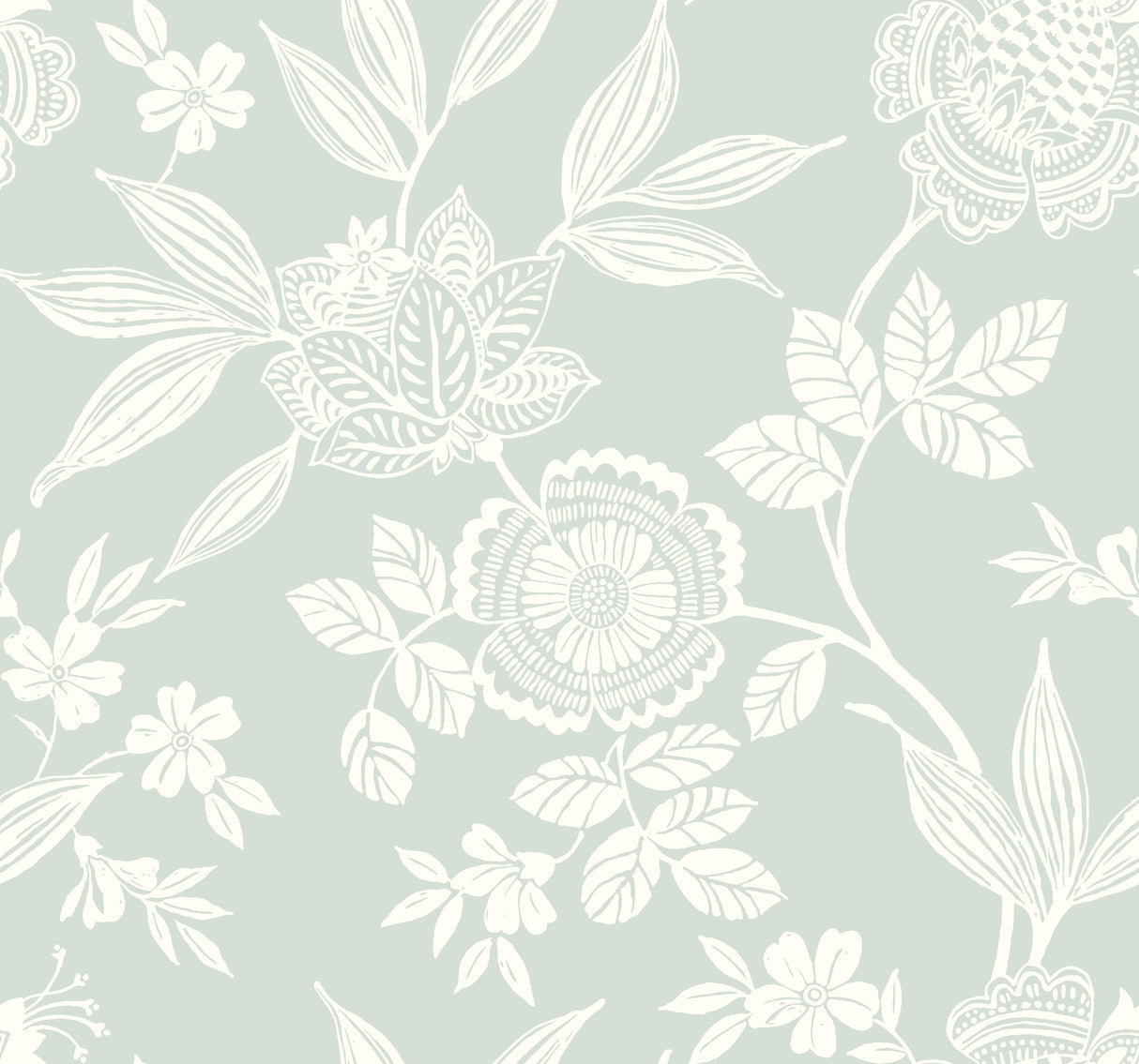 York SS2559 Wood Cut Jacobean Green Wallpaper