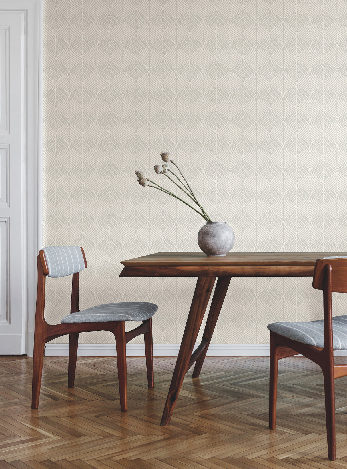 York SS2565 Palm Thatch White & Grey Wallpaper