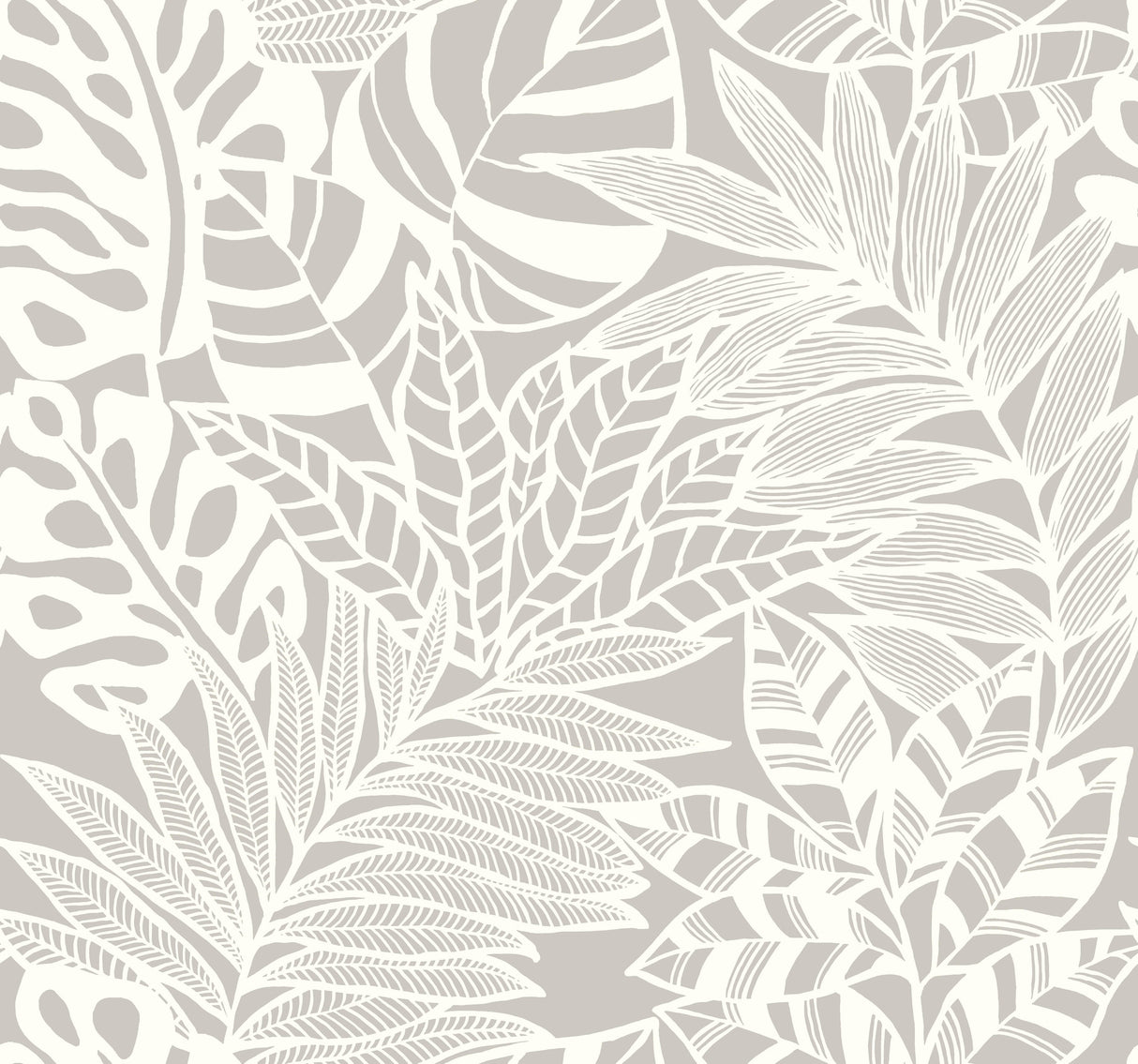 York SS2574 Jungle Leaves Grey Wallpaper