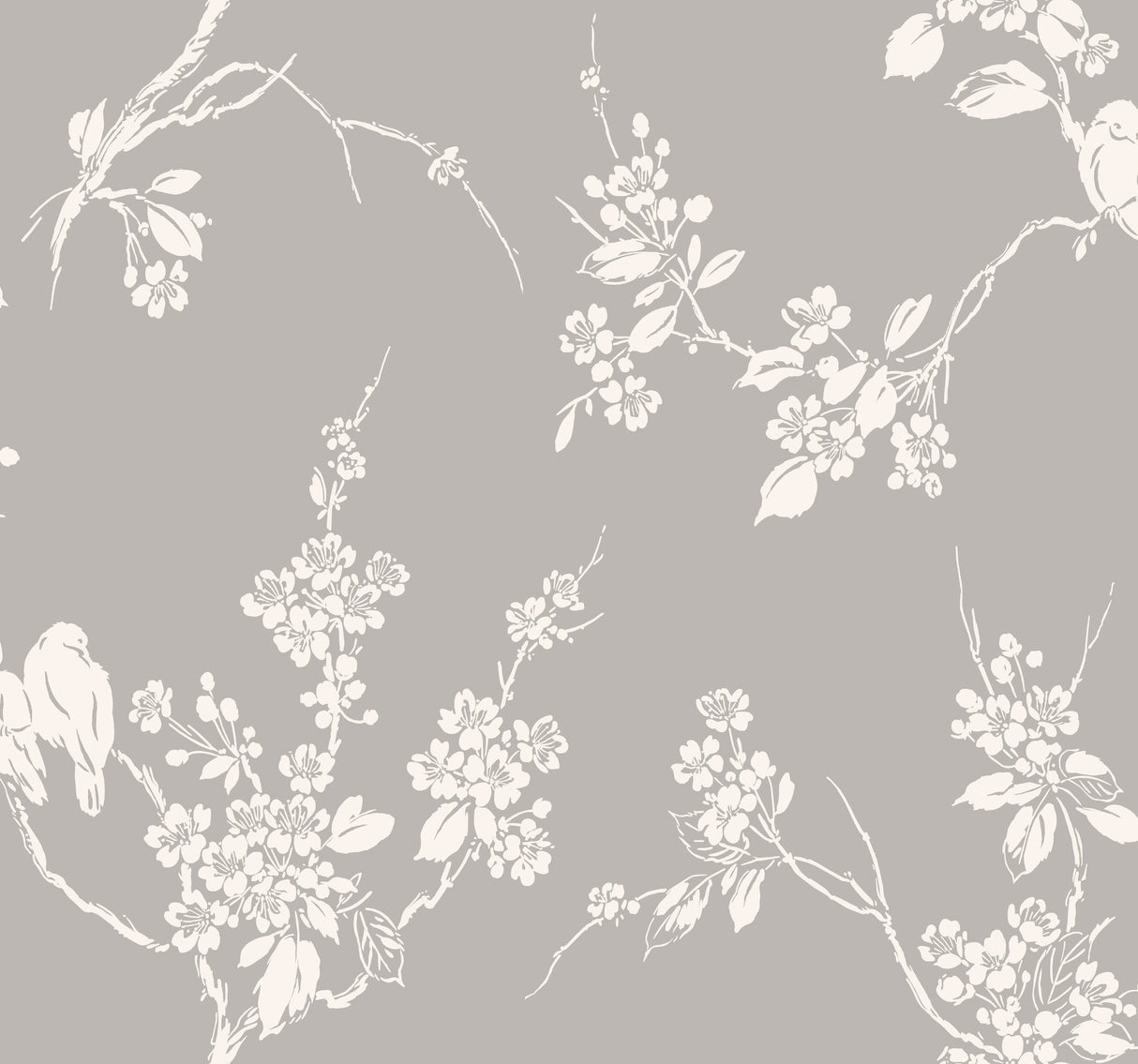 York SS2588 Imperial Blossoms Branch Grey & White Wallpaper