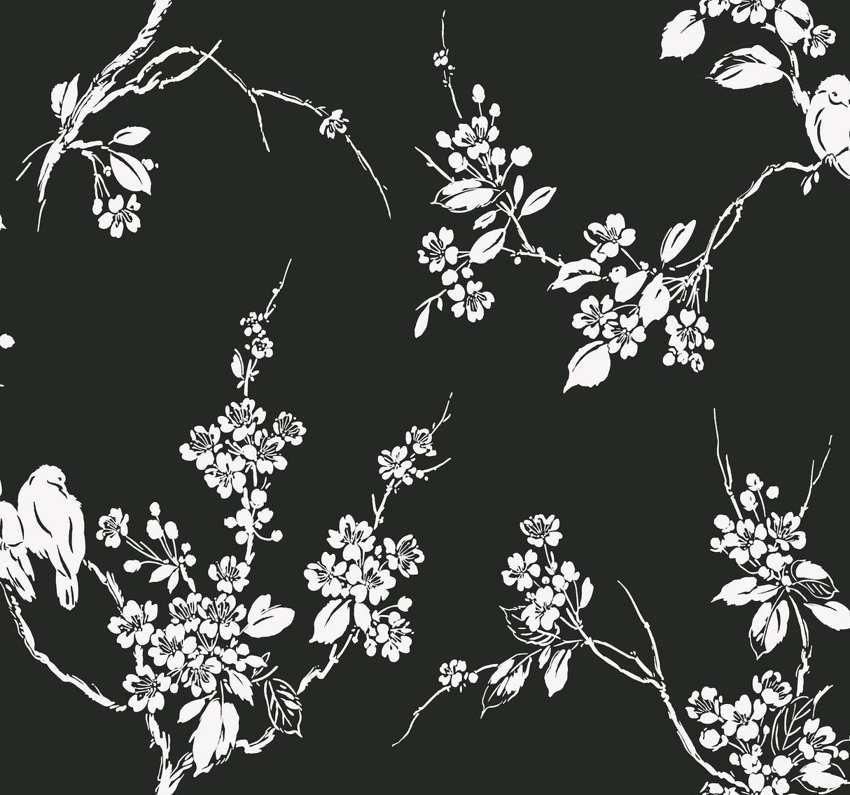 York SS2589 Imperial Blossoms Branch Black & White Wallpaper