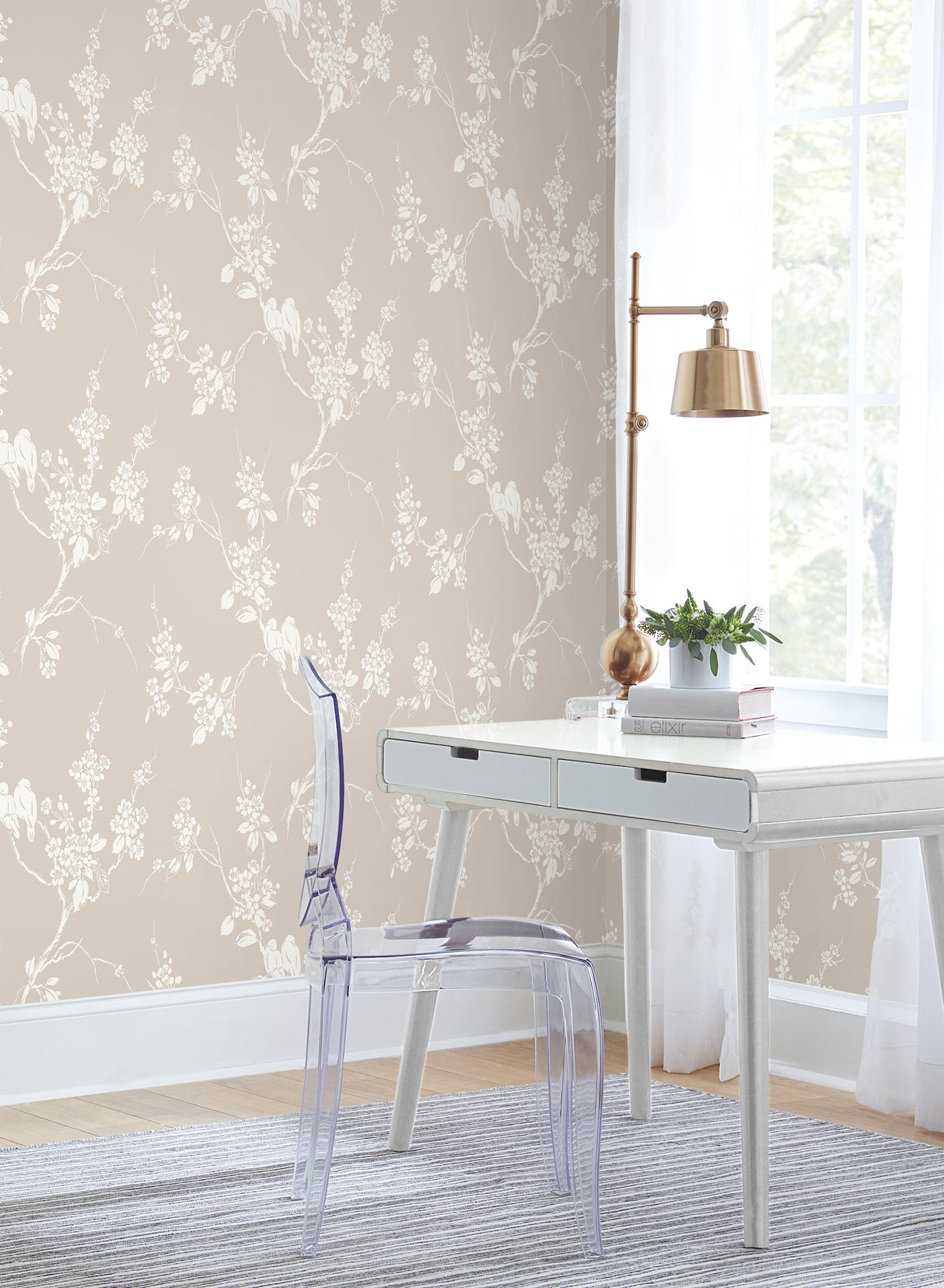 York SS2591 Imperial Blossoms Branch Taupe Wallpaper