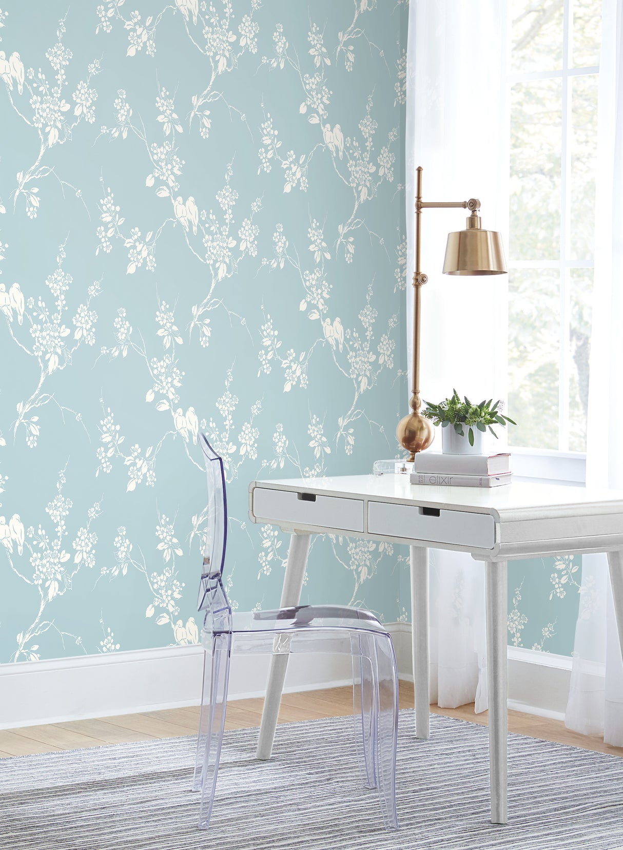 York SS2593 Imperial Blossoms Branch Blue Wallpaper