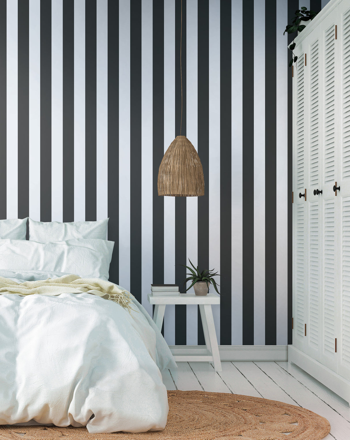 York ST5691 3-in Stripe Black & White Wallpaper