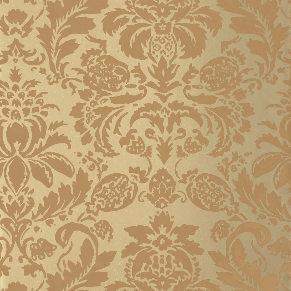 Thibaut T10034 LYNDON DAMASK Tobacco on Metallic Gold Wallpaper