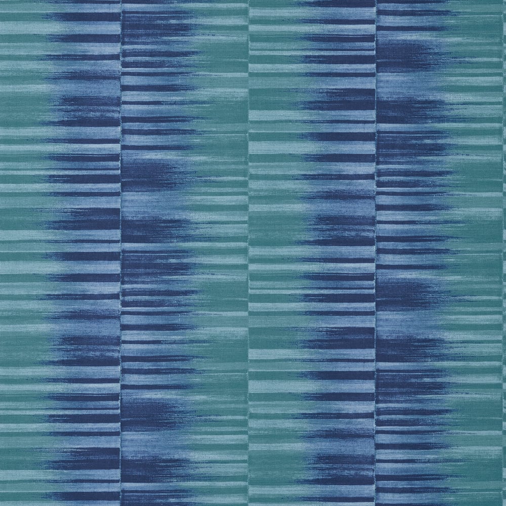 Thibaut T10088 MEKONG STRIPE Turquoise and Navy Wallpaper