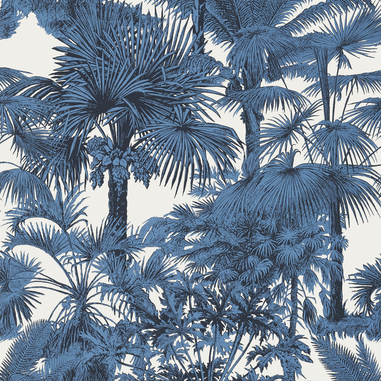 Thibaut T10100 PALM BOTANICAL Navy Wallpaper