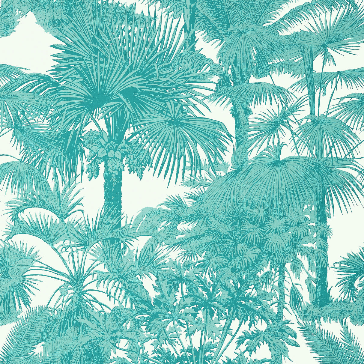 Thibaut T10101 PALM BOTANICAL Turquoise Wallpaper