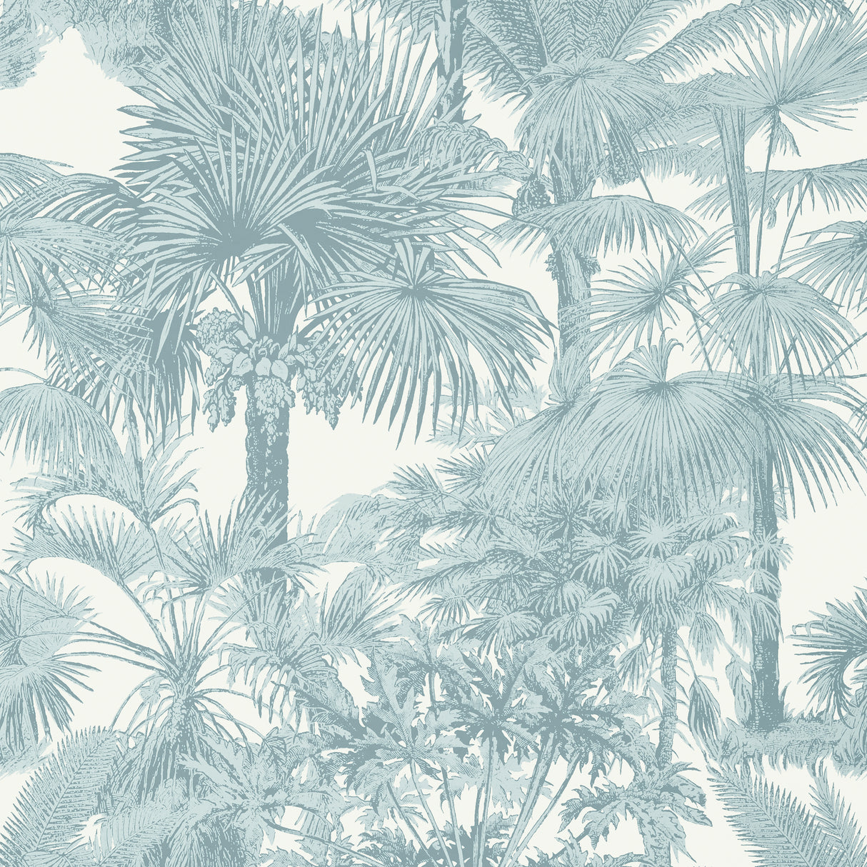 Thibaut T10104 PALM BOTANICAL Spa Blue Wallpaper