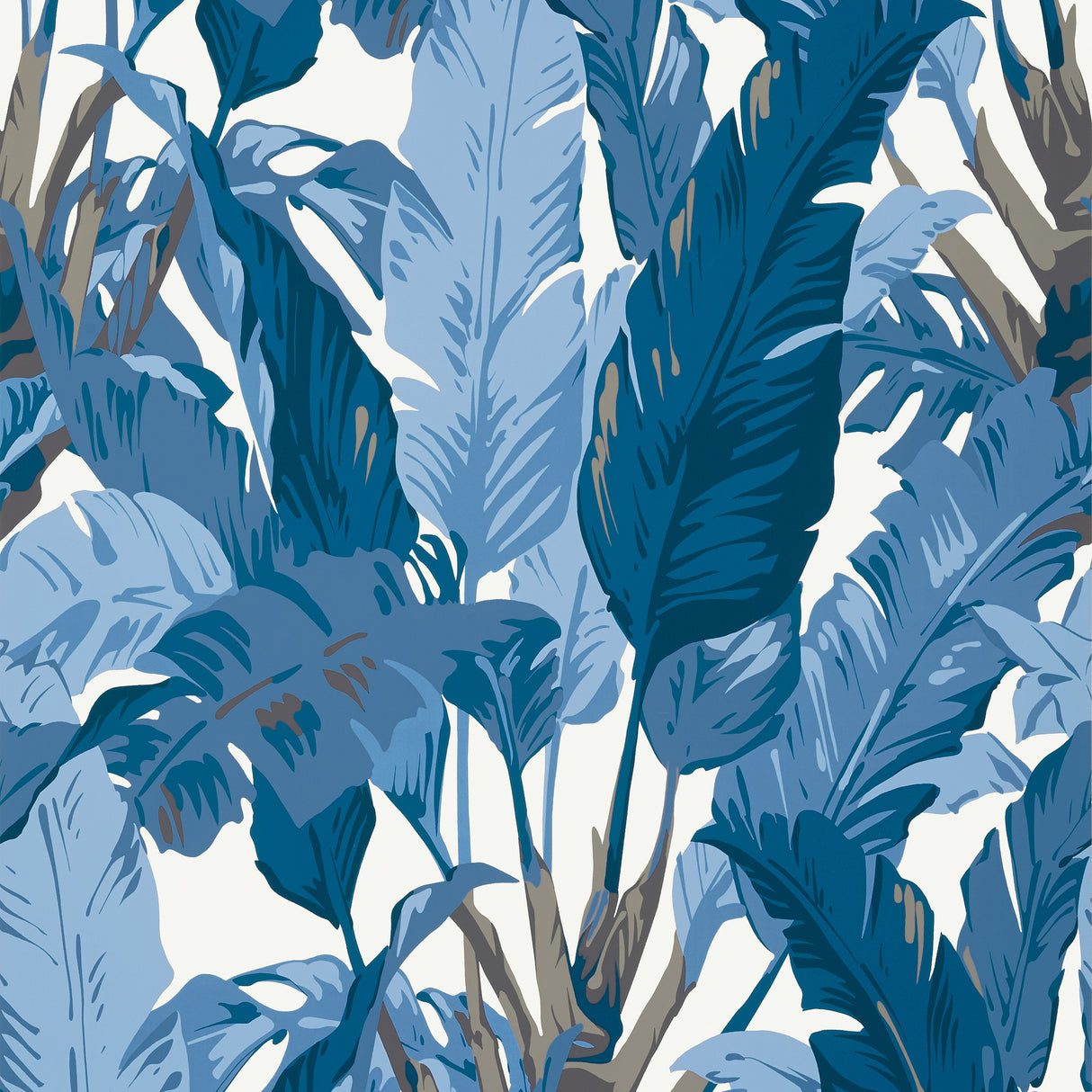Thibaut T10126 TRAVELERS PALM Navy and White Wallpaper