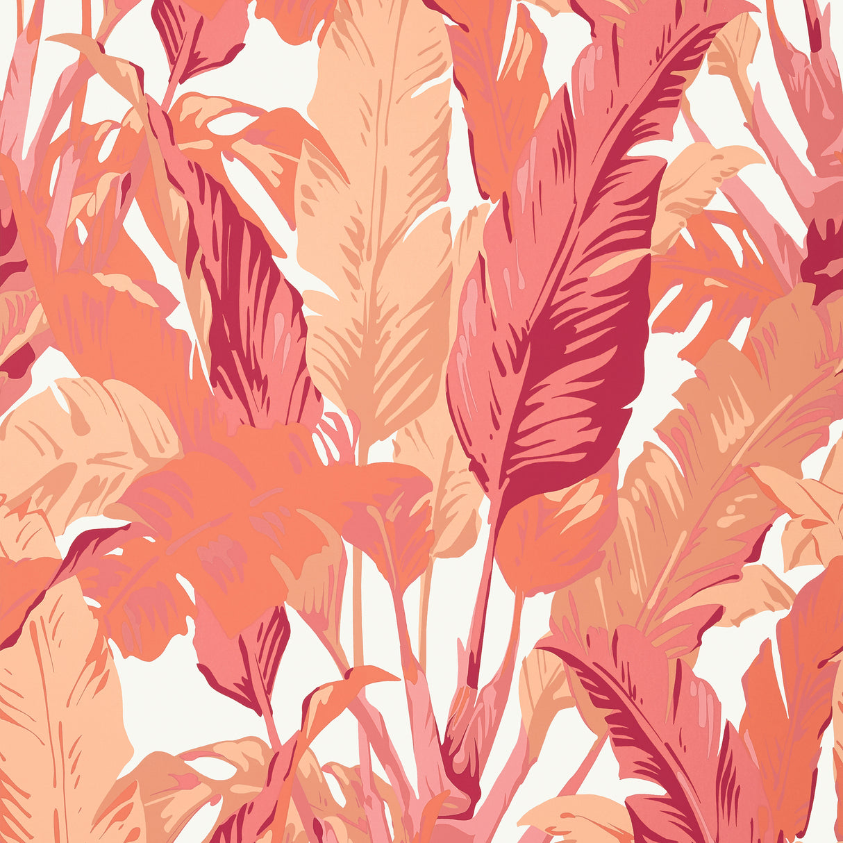 Thibaut T10130 TRAVELERS PALM Pink and Coral Wallpaper