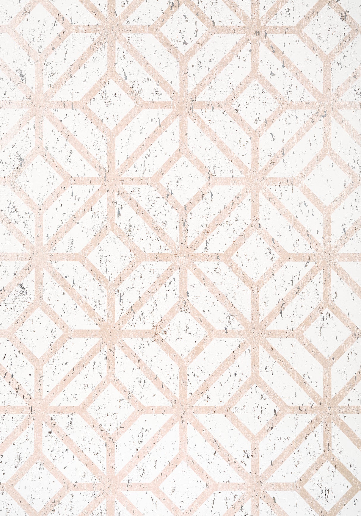 Thibaut T10409 MAMORA TRELLIS CORK White on Metallic Blush Wallpaper