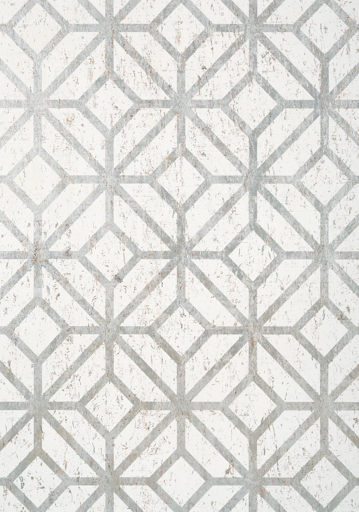 Thibaut T10410 MAMORA TRELLIS CORK White on Silver Wallpaper