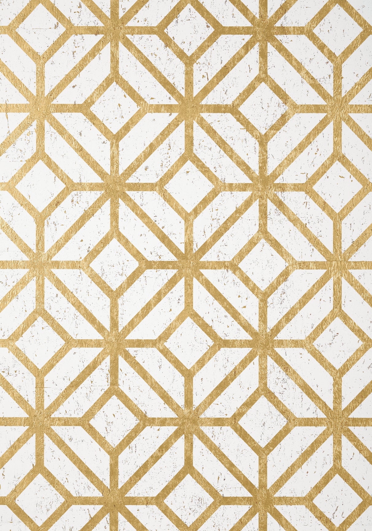 Thibaut T10411 MAMORA TRELLIS CORK White on Metallic Gold Wallpaper