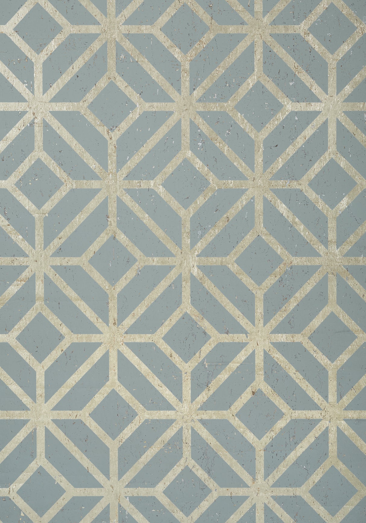 Thibaut T10414 MAMORA TRELLIS CORK Spa Blue on Metallic Pewter Wallpaper