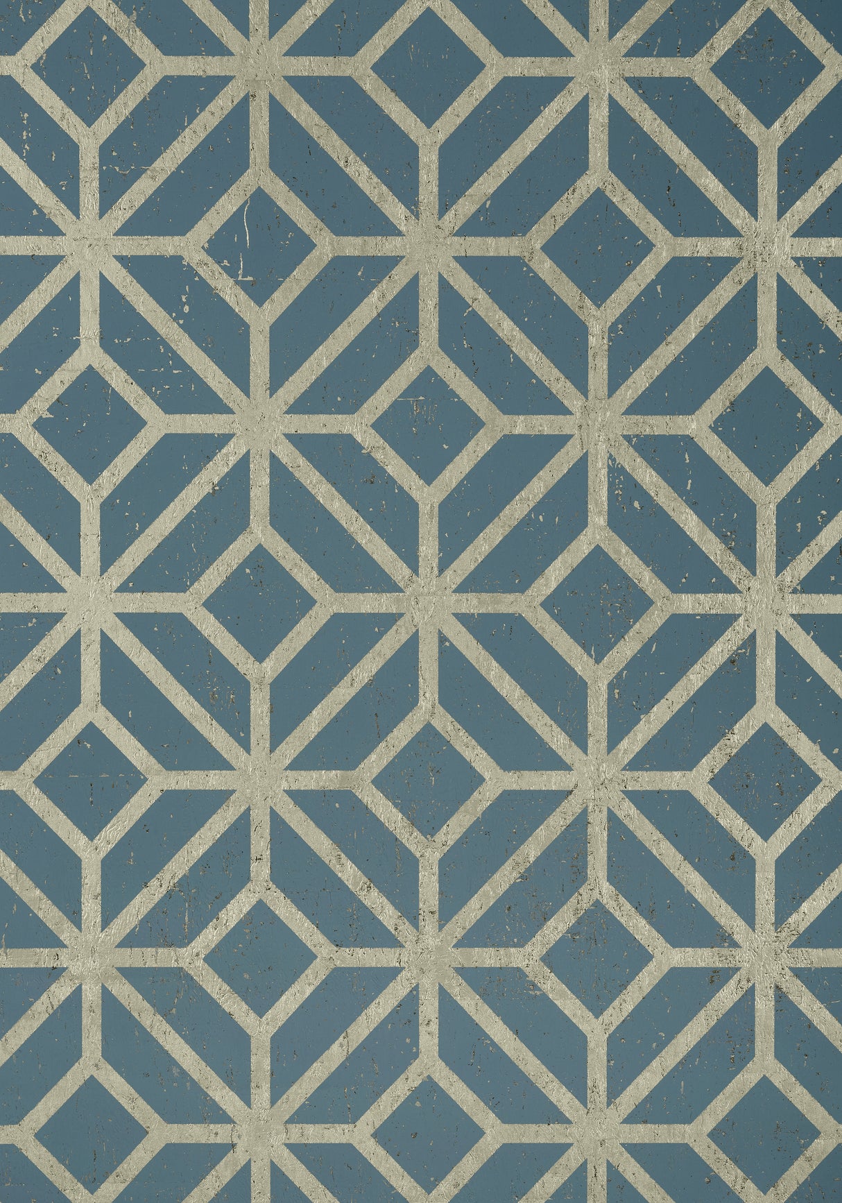 Thibaut T10415 MAMORA TRELLIS CORK Mineral on Metallic Pewter Wallpaper