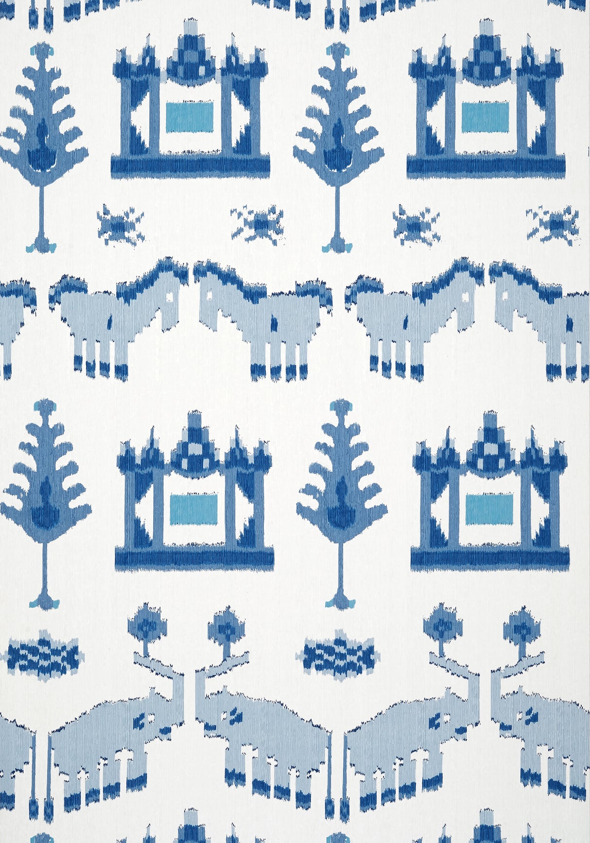 Thibaut T10641 KINGDOM PARADE Blue and White Wallpaper