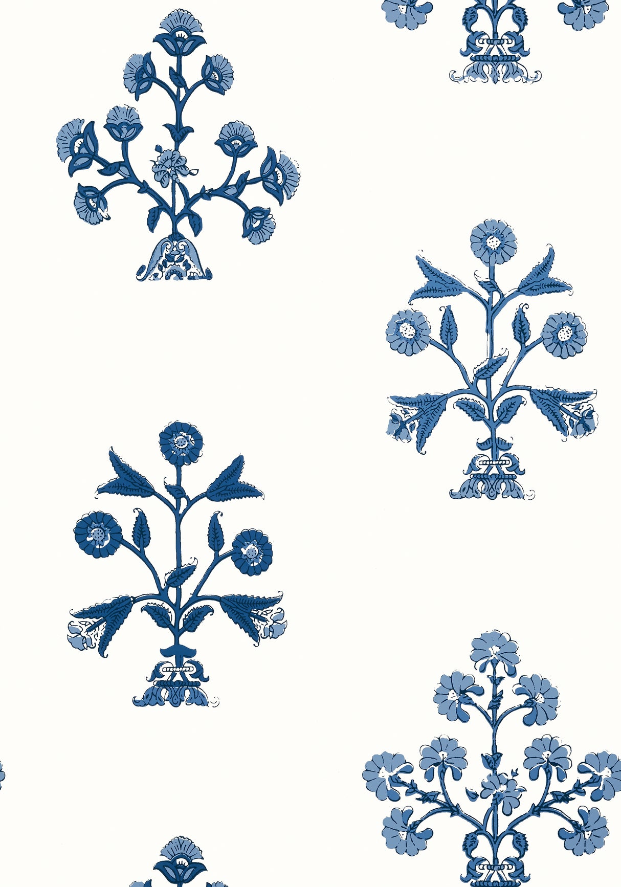 Thibaut T10665 INDIAN FLOWER Blue Wallpaper