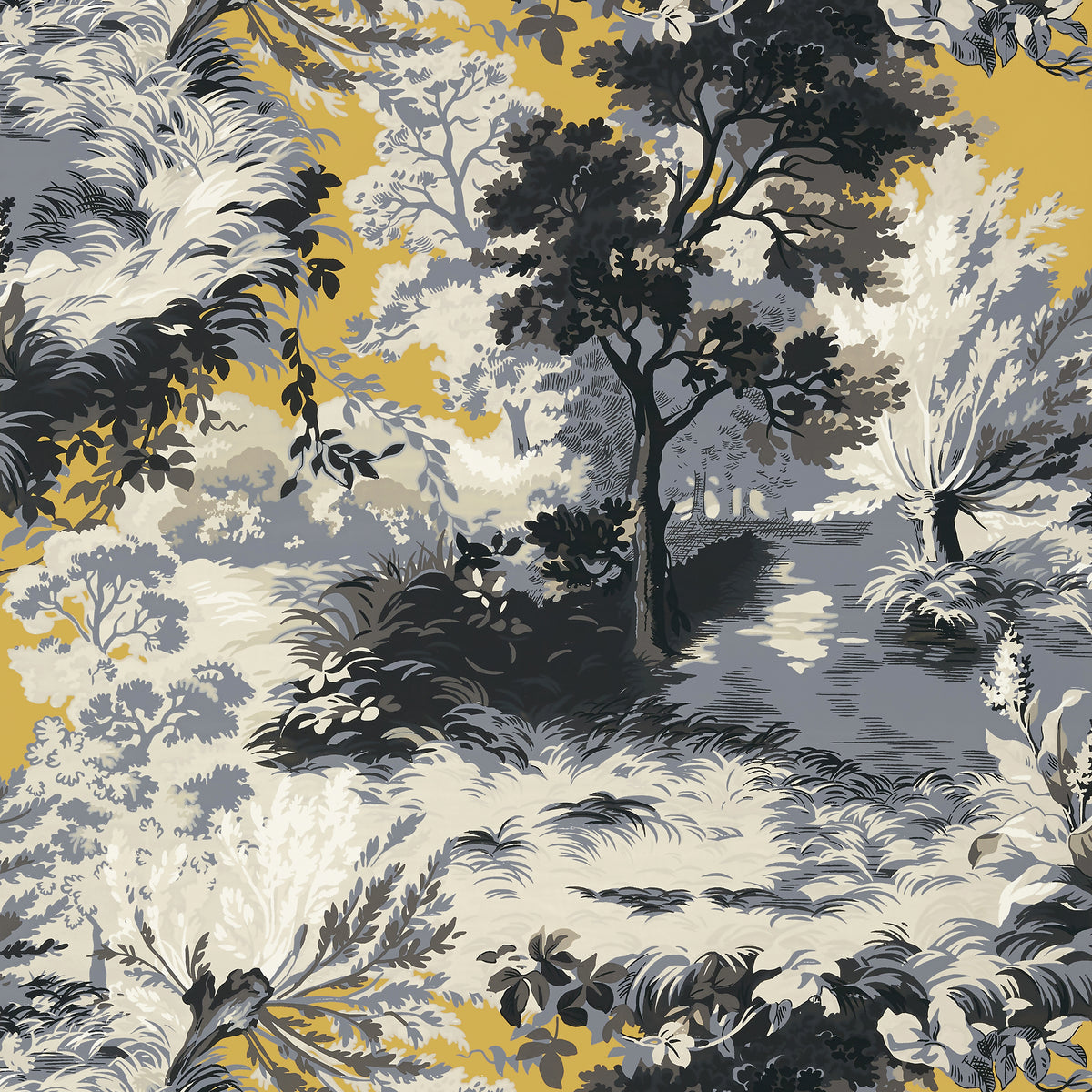 Thibaut T10869 LINCOLN TOILE Yellow and Grey - Eade's Wallpaper