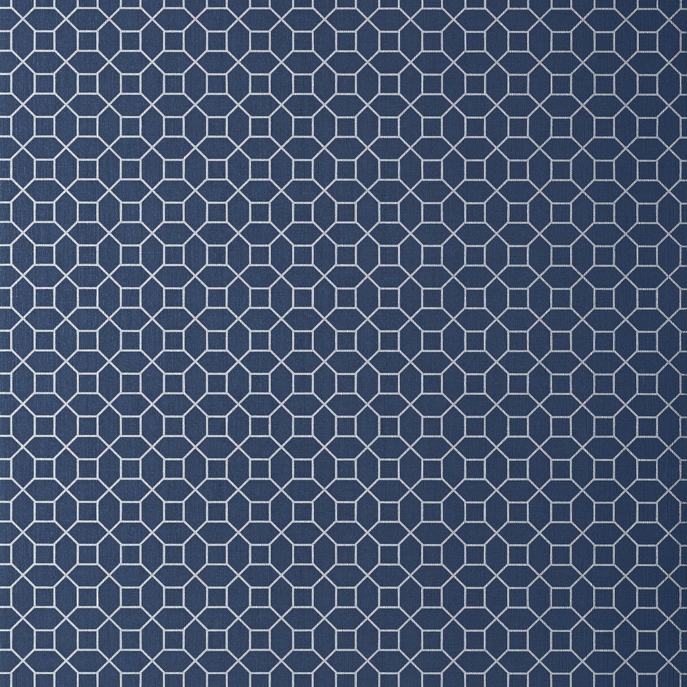 Thibaut T11027 FARRIS Silver on Navy Wallpaper