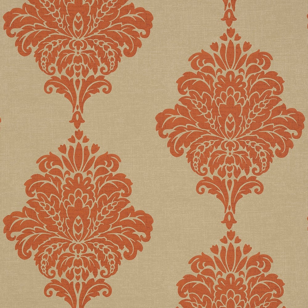 Thibaut T13013 ARTURO DAMASK Orange Wallpaper