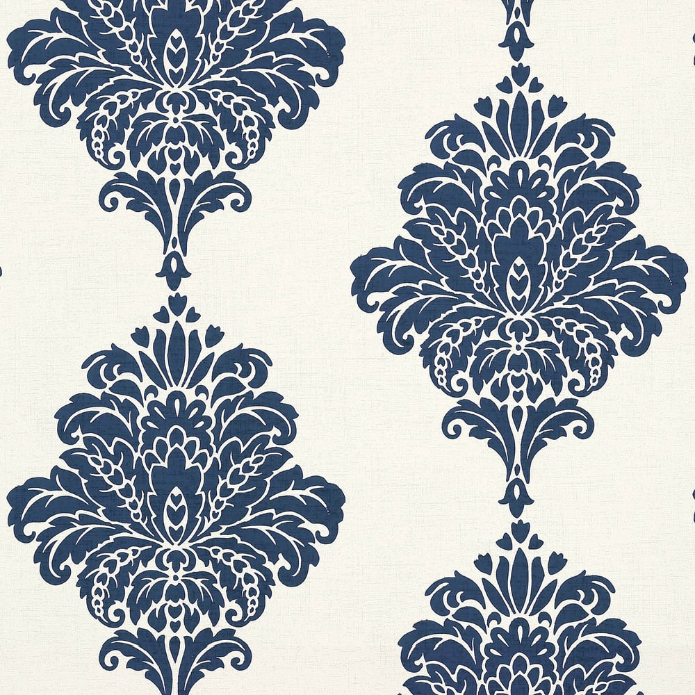 Thibaut T13014 ARTURO DAMASK Navy Wallpaper