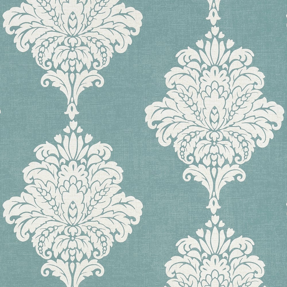 Thibaut T13015 ARTURO DAMASK Turquoise Wallpaper