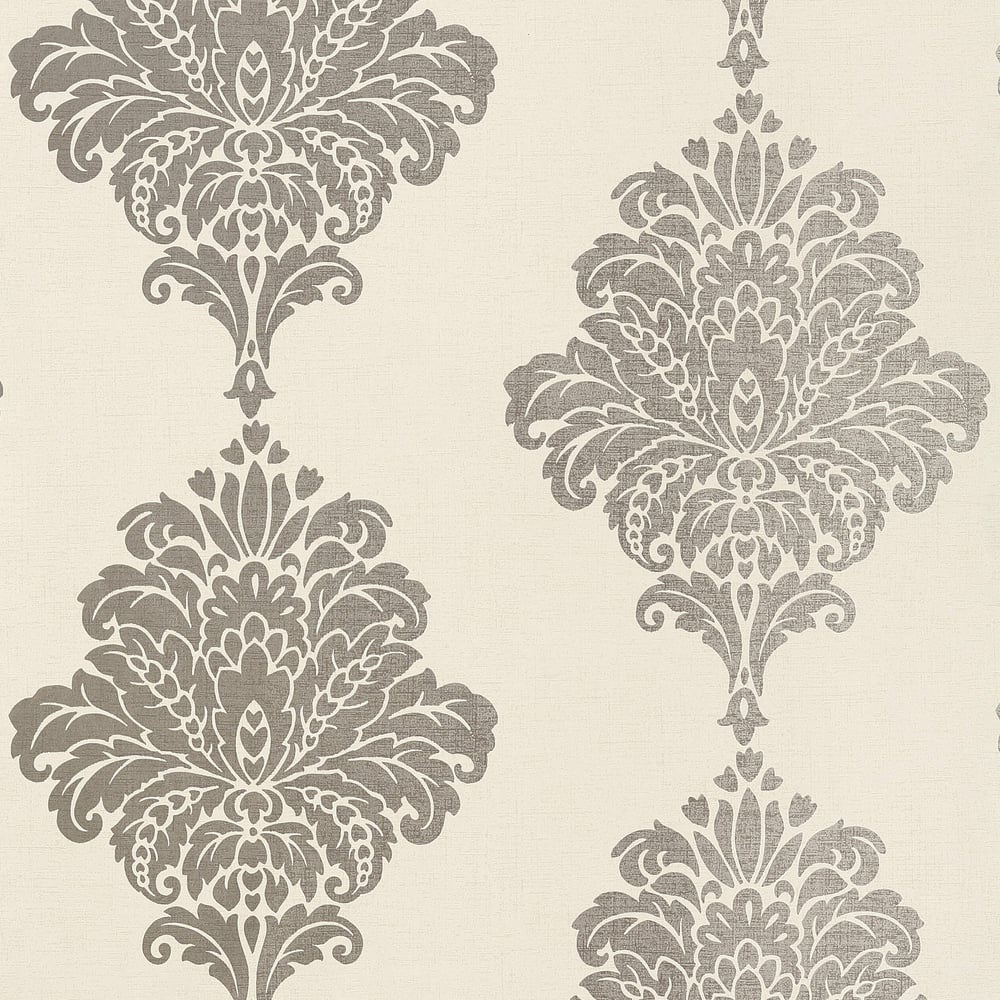 Thibaut T13017 ARTURO DAMASK Metallic Silver Wallpaper