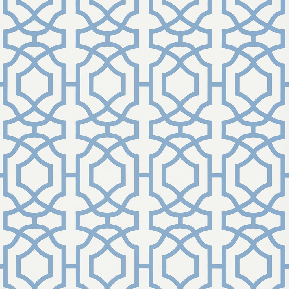 Thibaut T13029 ALSTON TRELLIS Blue and White Wallpaper