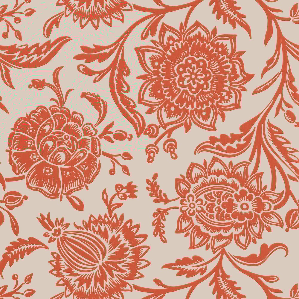Thibaut T13047 RIVERA Coral on Flax Wallpaper