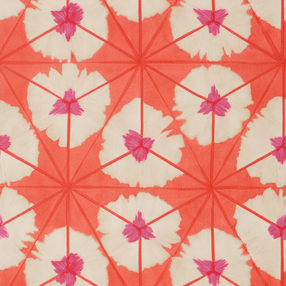 Thibaut T13089 SUNBURST Pink and Coral Wallpaper