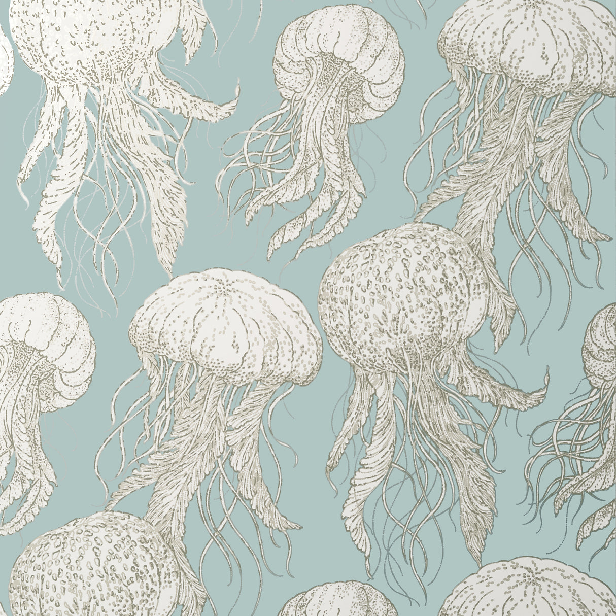 Thibaut T13170 JELLY FISH BLOOM Aqua Wallpaper