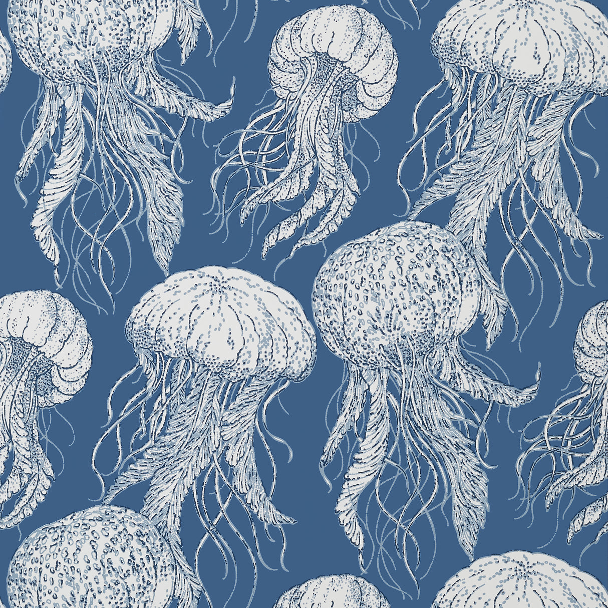 Thibaut T13171 JELLY FISH BLOOM Navy Wallpaper