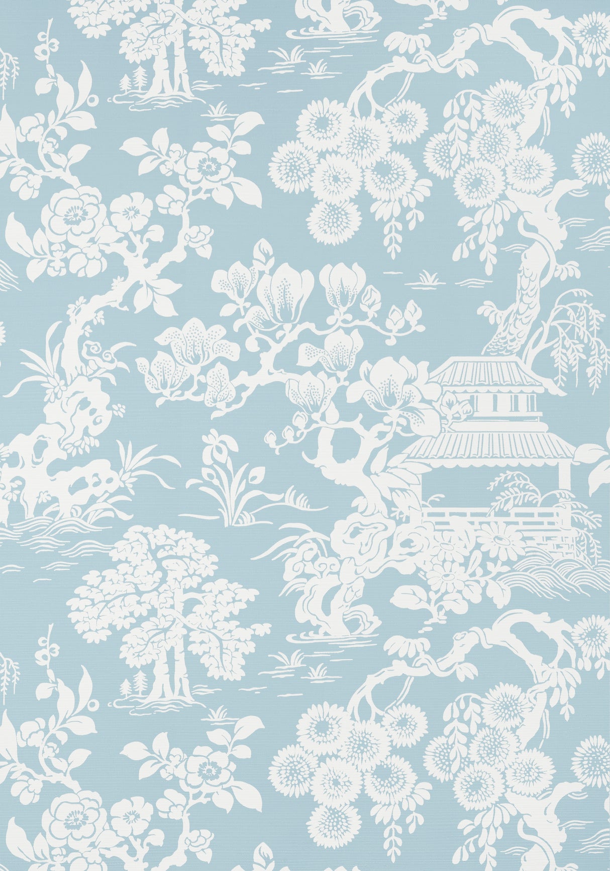 Thibaut T13303 JAPANESE GARDEN Spa Blue Wallpaper