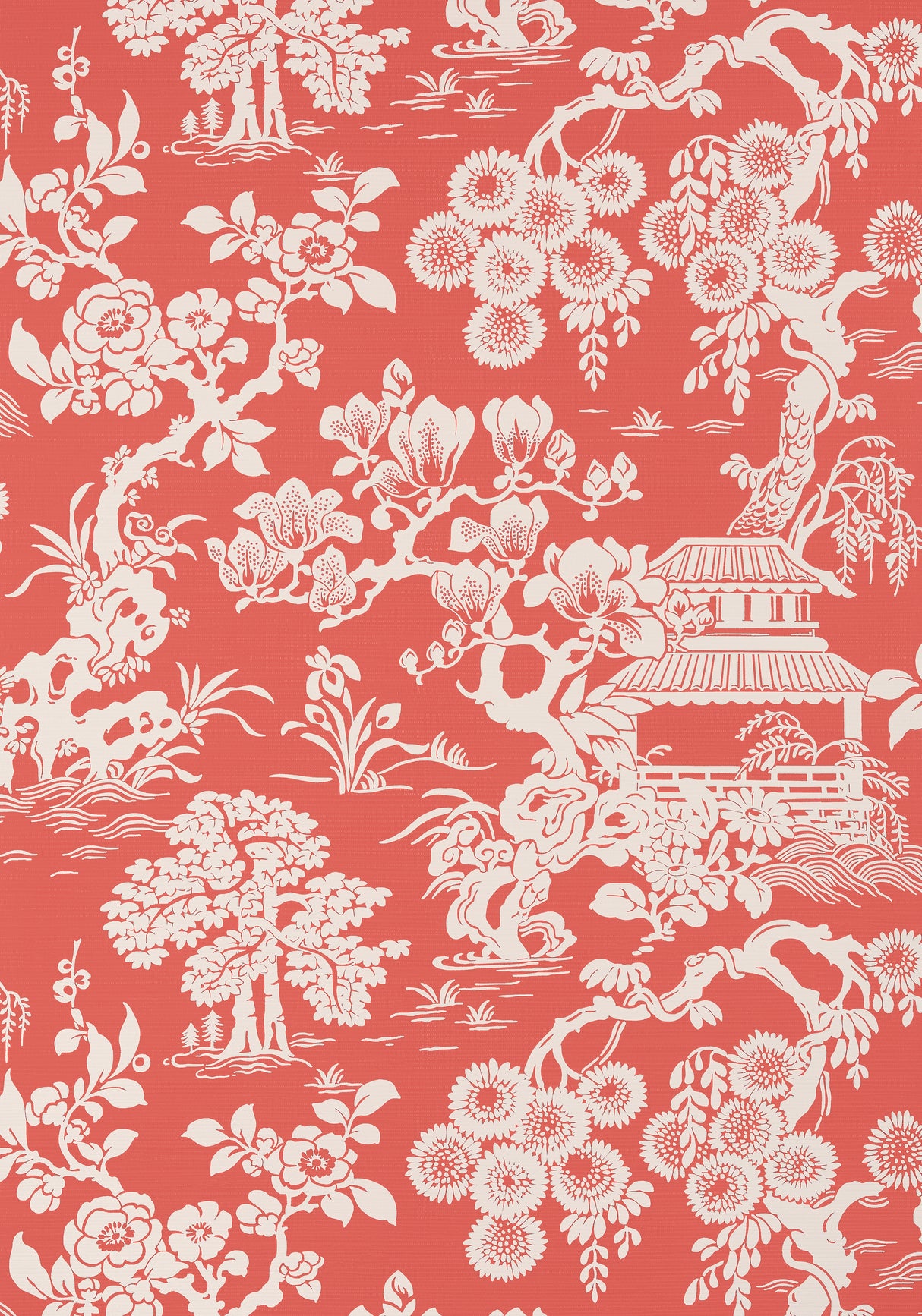 Thibaut T13305 JAPANESE GARDEN Coral Wallpaper