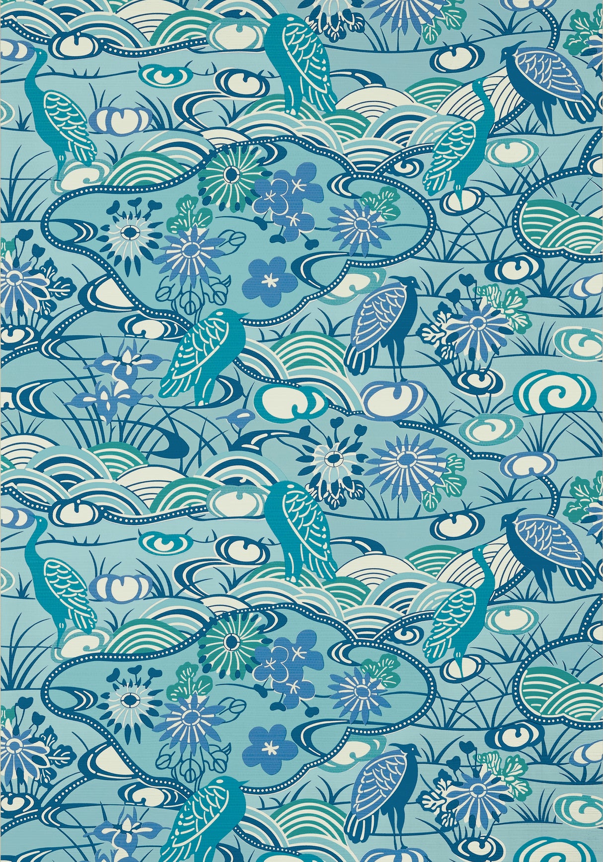 Thibaut T13333 HERON STREAM Turquoise Wallpaper