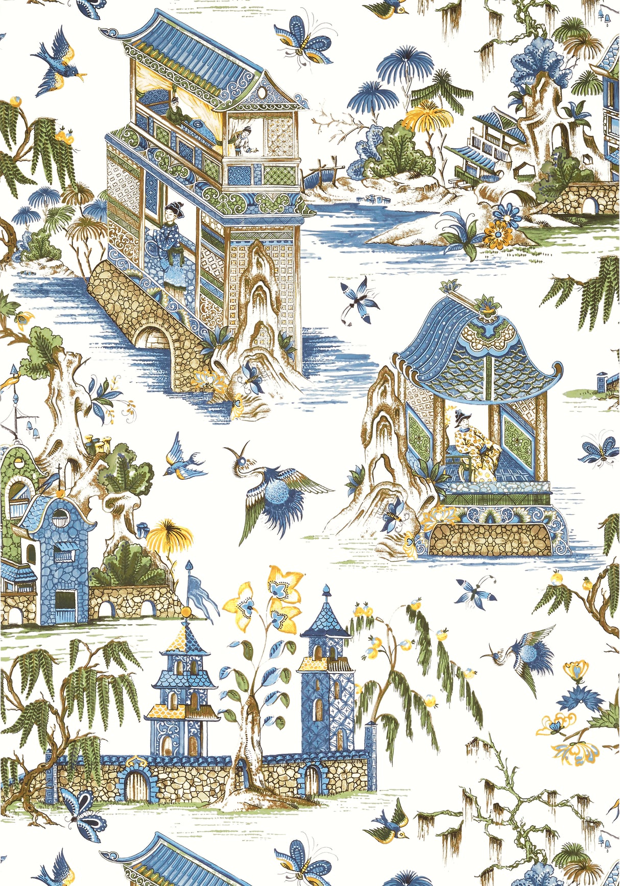 Thibaut T13613 GRAND PALACE Blue and Green Wallpaper